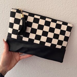 Checkered Black and White Clutch Bag